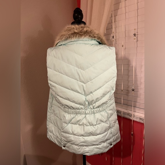 NEW Talbots Mint Faux Fur Puffer Vest size OX plus - Picture 2 of 14